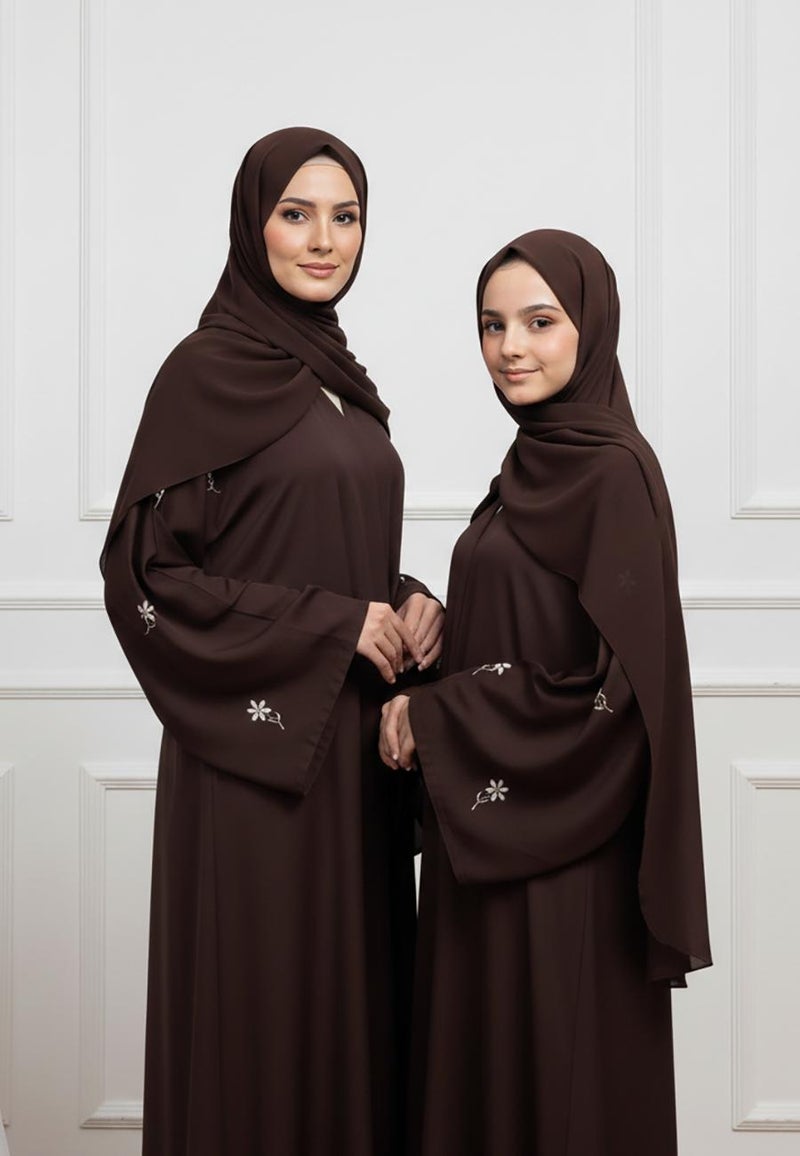 NUKHBAA Luxurious Al-Zahra Mother & Daughter Matching Abaya Set | Nida Fabric-630MD  (Dresses are sold individually. To create a matching mom and daughter set, please purchase two items in different sizes) - Image 3